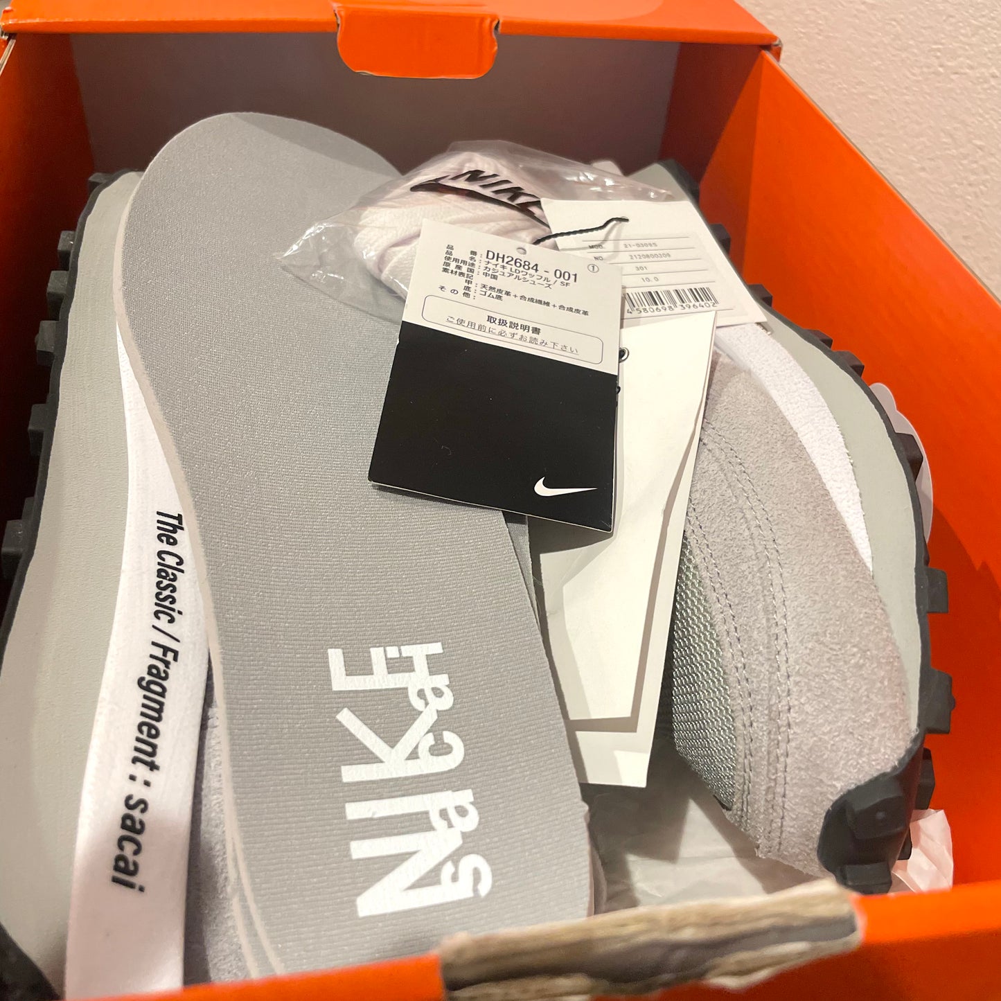 FRAGMENT×SACAI ×NIKE LD WAFFLE Light Smoke Grey 28cm